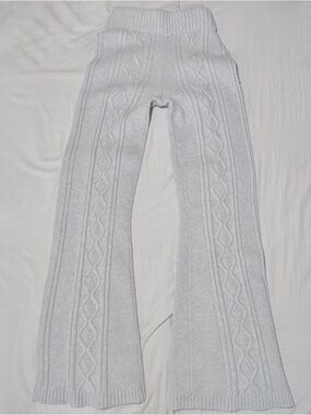 Grey Cable Knit Flared Pants
